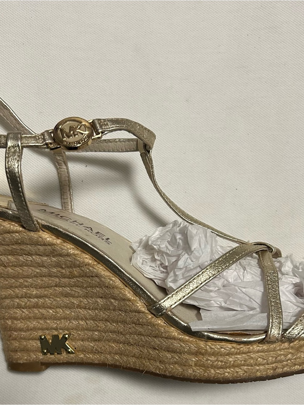Michael Kors Metallic Gold Espadrille Wedge Sandals